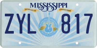 MS license plate ZYL817
