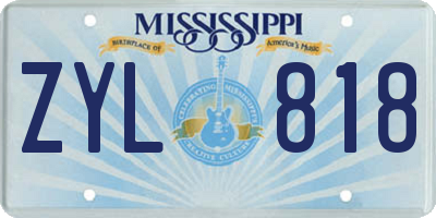 MS license plate ZYL818