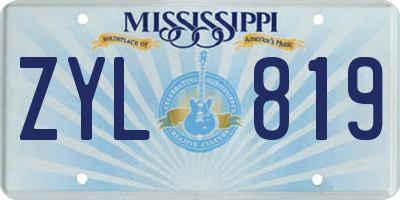 MS license plate ZYL819