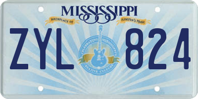 MS license plate ZYL824