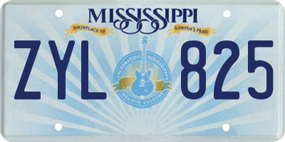 MS license plate ZYL825