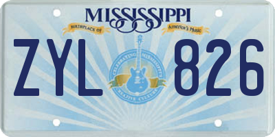 MS license plate ZYL826