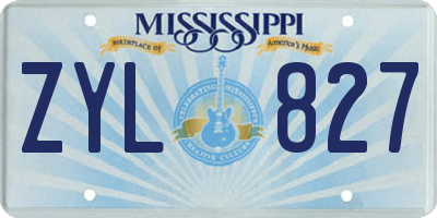 MS license plate ZYL827
