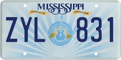 MS license plate ZYL831