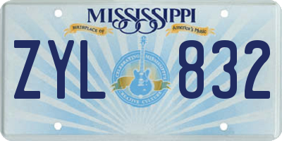 MS license plate ZYL832