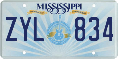 MS license plate ZYL834