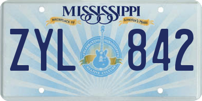 MS license plate ZYL842