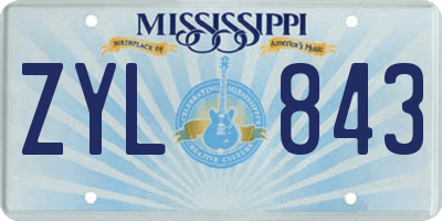 MS license plate ZYL843