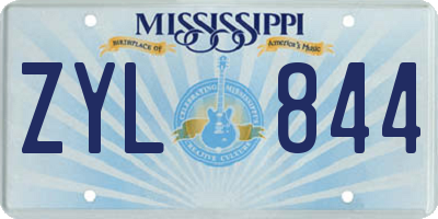 MS license plate ZYL844