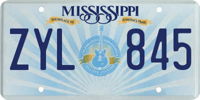 MS license plate ZYL845
