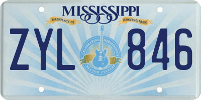 MS license plate ZYL846