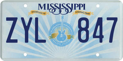 MS license plate ZYL847