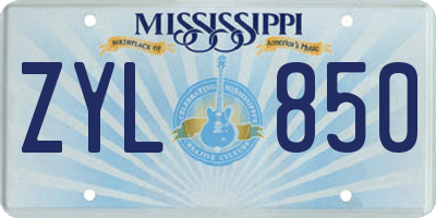 MS license plate ZYL850