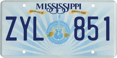 MS license plate ZYL851