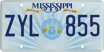 MS license plate ZYL855