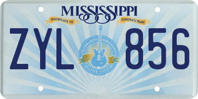 MS license plate ZYL856