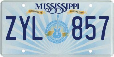 MS license plate ZYL857