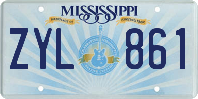 MS license plate ZYL861