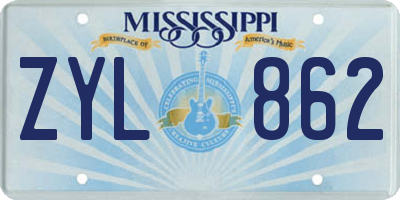 MS license plate ZYL862