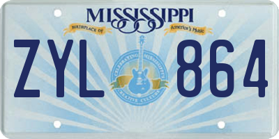 MS license plate ZYL864