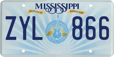 MS license plate ZYL866