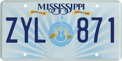 MS license plate ZYL871
