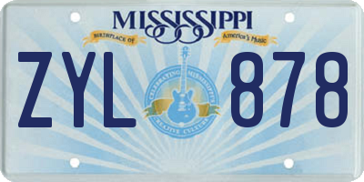 MS license plate ZYL878