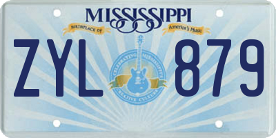 MS license plate ZYL879