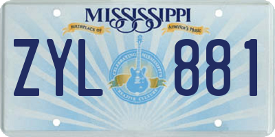 MS license plate ZYL881
