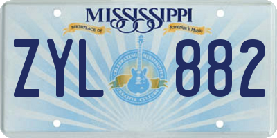 MS license plate ZYL882
