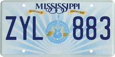 MS license plate ZYL883
