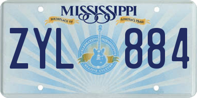 MS license plate ZYL884