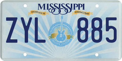 MS license plate ZYL885
