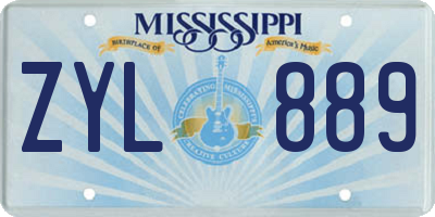 MS license plate ZYL889