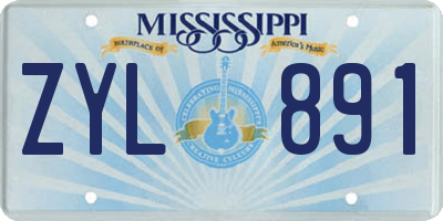 MS license plate ZYL891