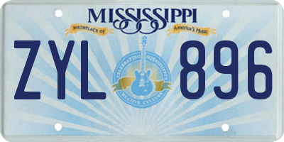 MS license plate ZYL896