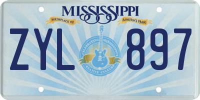 MS license plate ZYL897