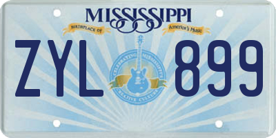 MS license plate ZYL899