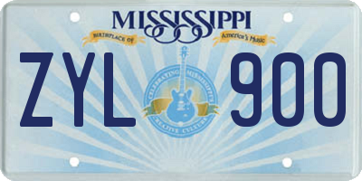 MS license plate ZYL900