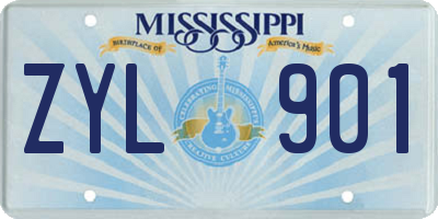 MS license plate ZYL901