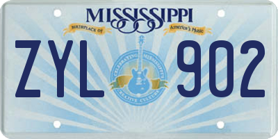 MS license plate ZYL902
