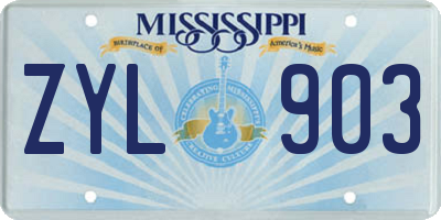 MS license plate ZYL903
