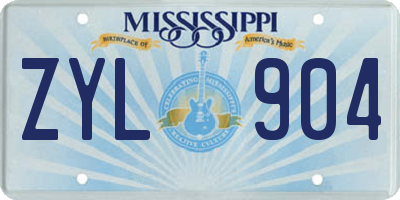 MS license plate ZYL904