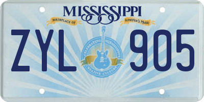 MS license plate ZYL905