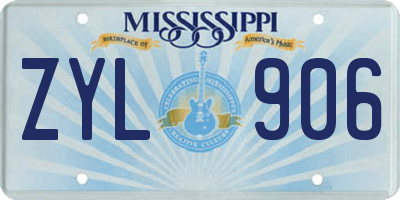 MS license plate ZYL906