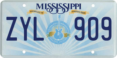 MS license plate ZYL909