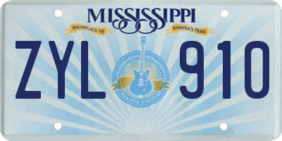 MS license plate ZYL910