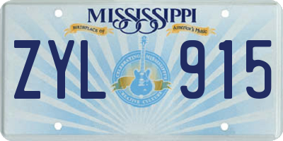 MS license plate ZYL915
