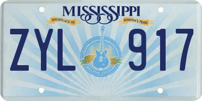 MS license plate ZYL917