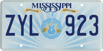 MS license plate ZYL923